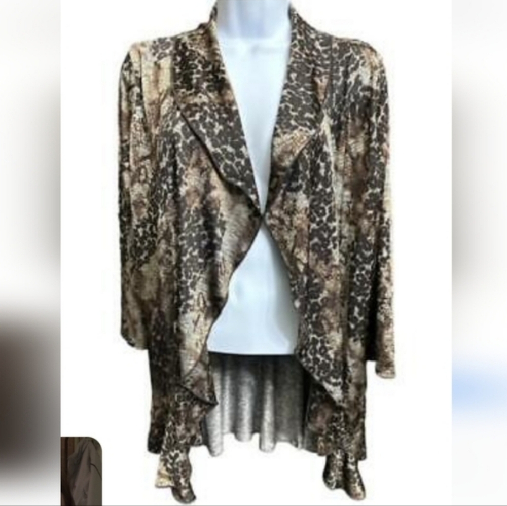 Frazzle Women's XL Open Front Animal Print  Cardigan